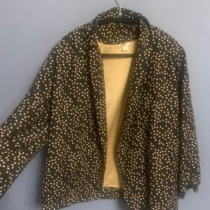 Polka Dot Women's blazer style Jacket - Black and Gold/yellow